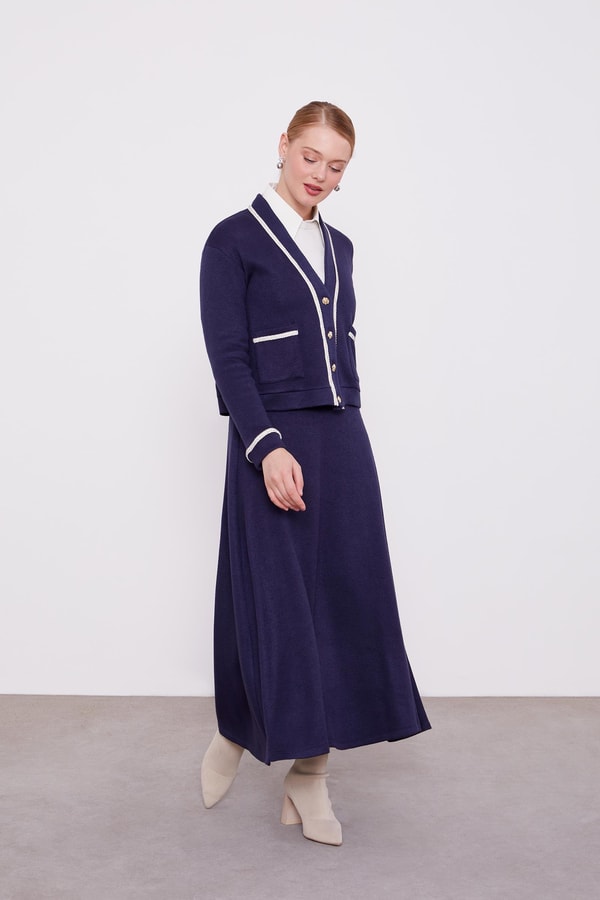 LevidorLevidor Lacivert İnci Şeritli Etekli Takım