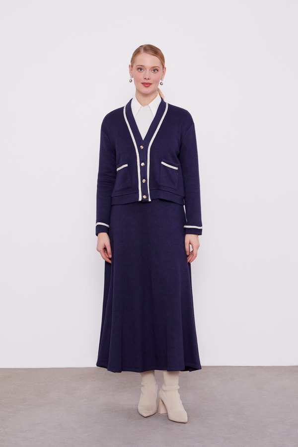 LevidorLevidor Lacivert İnci Şeritli Etekli Takım