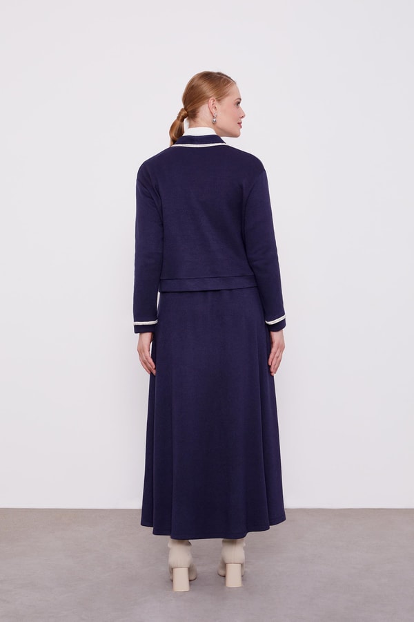 LevidorLevidor Lacivert İnci Şeritli Etekli Takım