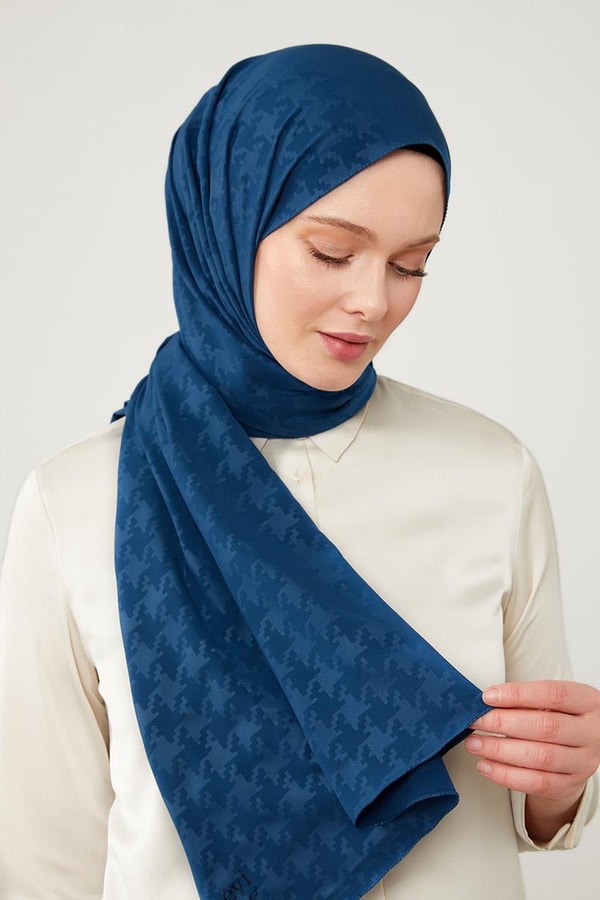 LevidorLevidor Lacivert Jakarlı Puzzle Desen Elegance Şal
