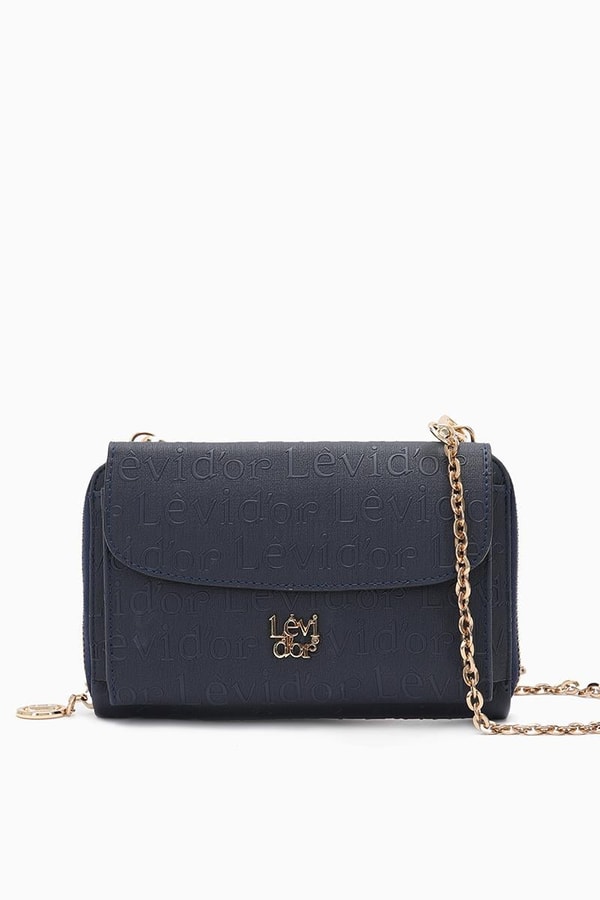LevidorLevidor Lacivert Monogram Baskılı Zincir Askılı Cüzdan