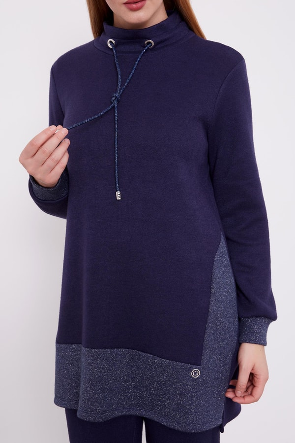 LevidorLevidor Lacivert Simli Kaşmiş Kumaş İkili Takım