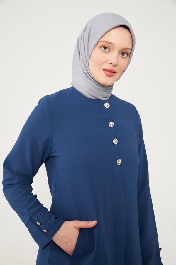 LevidorLevidor Lacivert Taş Düğmeli Bisiklet Yaka Ferace