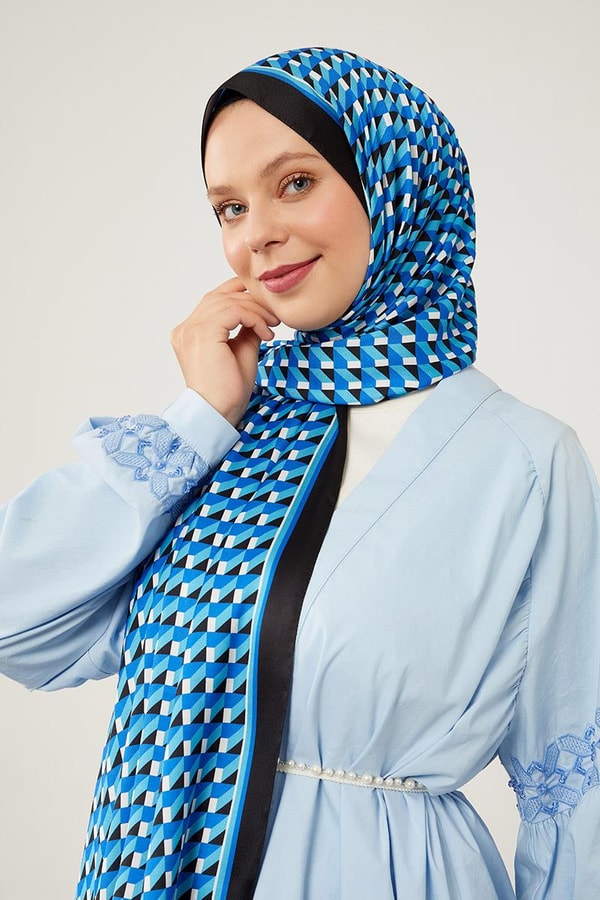 LevidorLevidor Lacivert Üç Boyut Desen Angel Şal