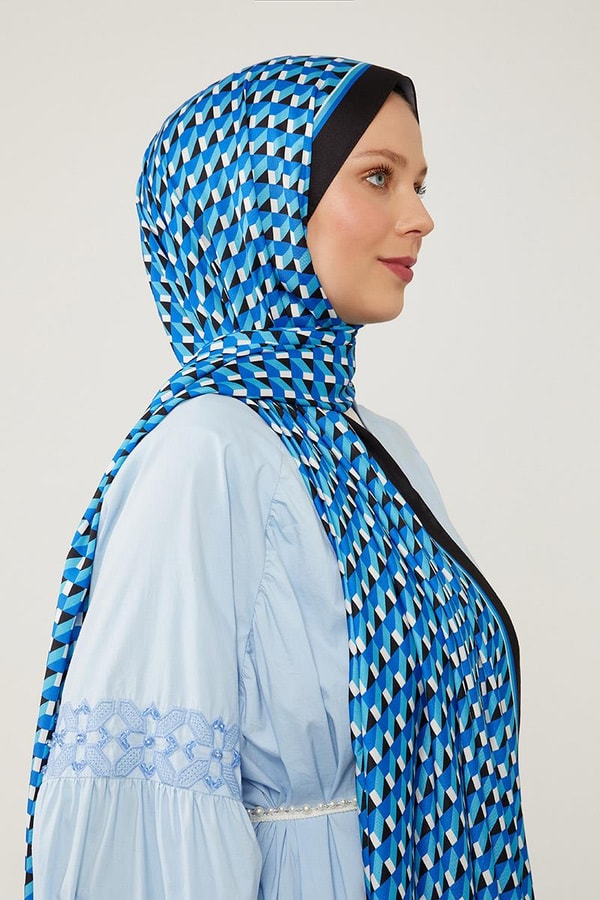 LevidorLevidor Lacivert Üç Boyut Desen Angel Şal