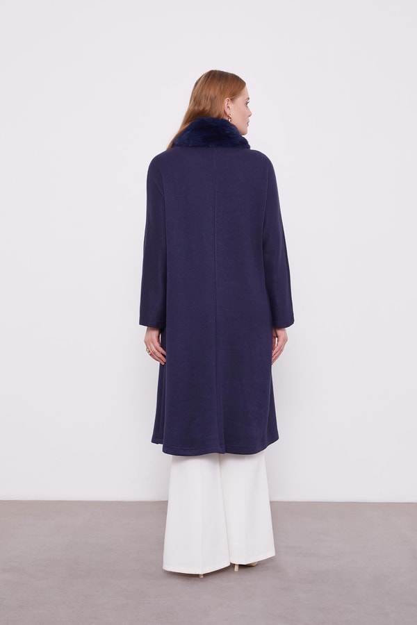 LevidorLevidor Lacivert Yakası Kürklü Kaşmiş Hırka