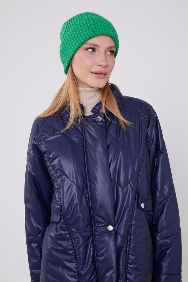 LevidorLevidor Lacivert Yüksek Cep Kapitone Şişme Mont