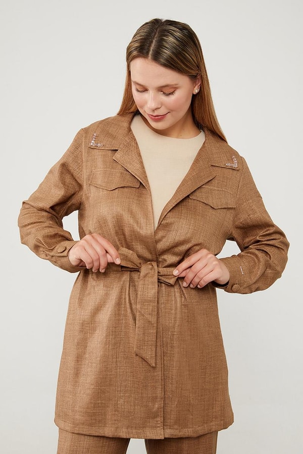 LevidorLevidor Latte BELİ TÜNELLİ CEP KAPAKLI CEKET TAKIM