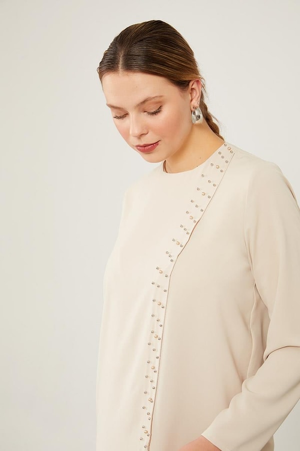 LevidorLevidor Latte İnci İşlemeli Şifon İkili Takım