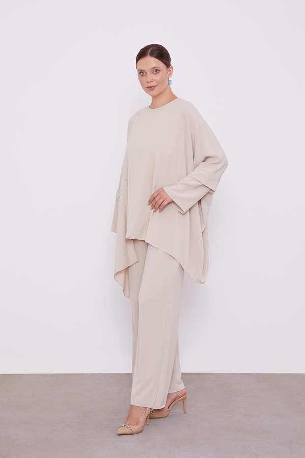 LevidorLevidor Latte Taş İşlemeli Tunik Takım