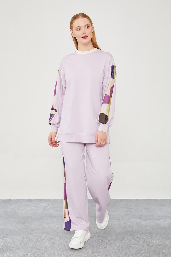LevidorLevidor Lila Geometrik Desenli Spor Takım