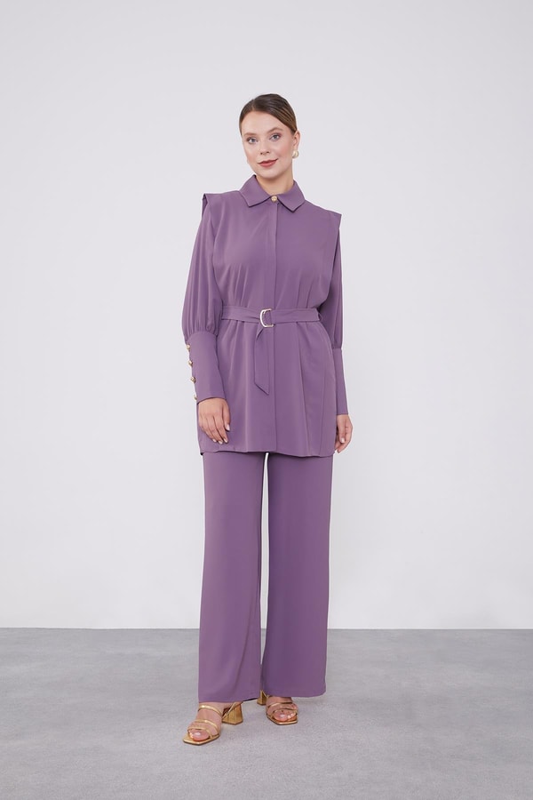LevidorLevidor Lila Kemer Detaylı Şifon İkili Takım
