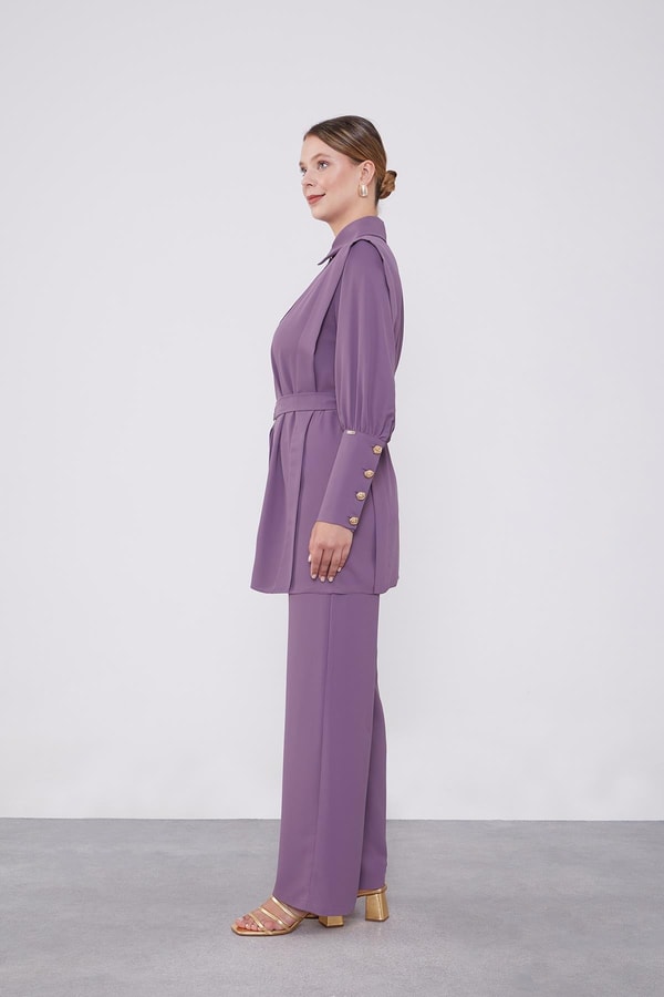 LevidorLevidor Lila Kemer Detaylı Şifon İkili Takım