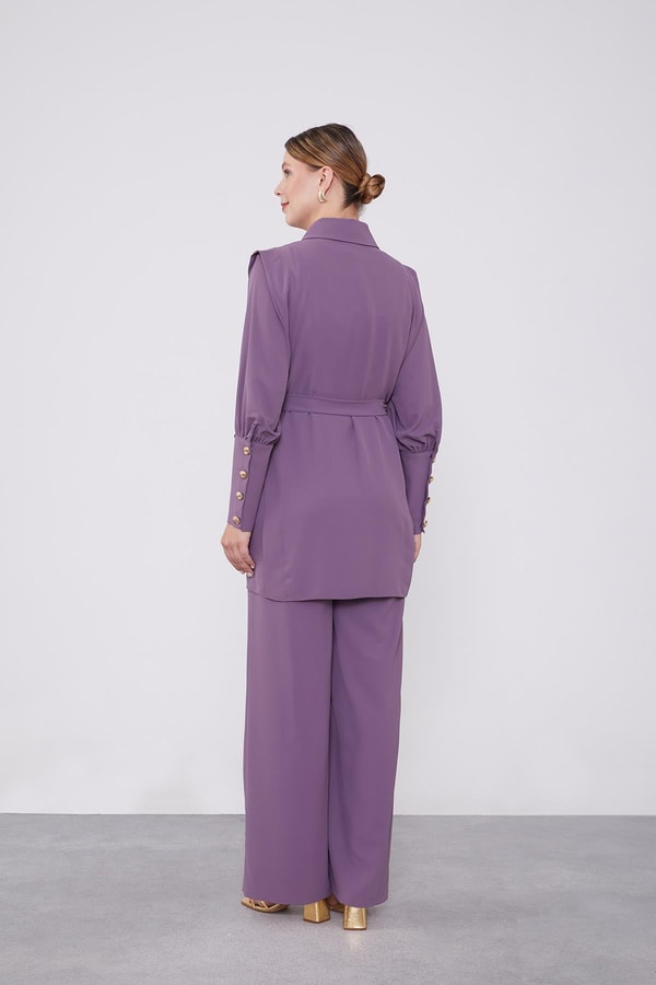 LevidorLevidor Lila Kemer Detaylı Şifon İkili Takım