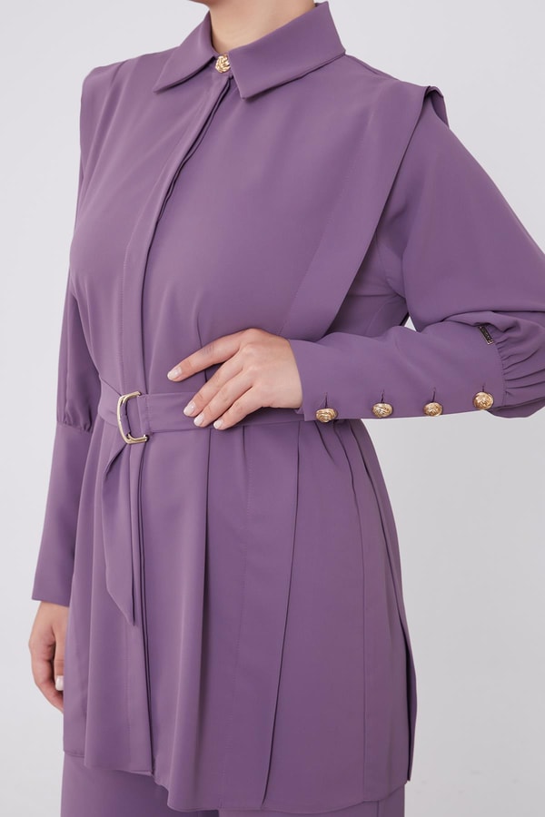 LevidorLevidor Lila Kemer Detaylı Şifon İkili Takım