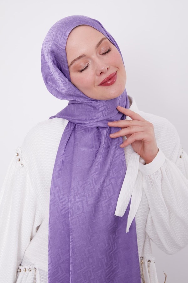 LevidorLevidor Lila Labirent Desen Jakarlı Janjan Şal