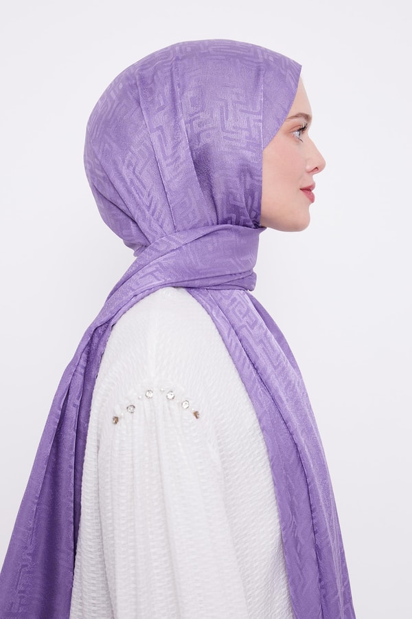 LevidorLevidor Lila Labirent Desen Jakarlı Janjan Şal