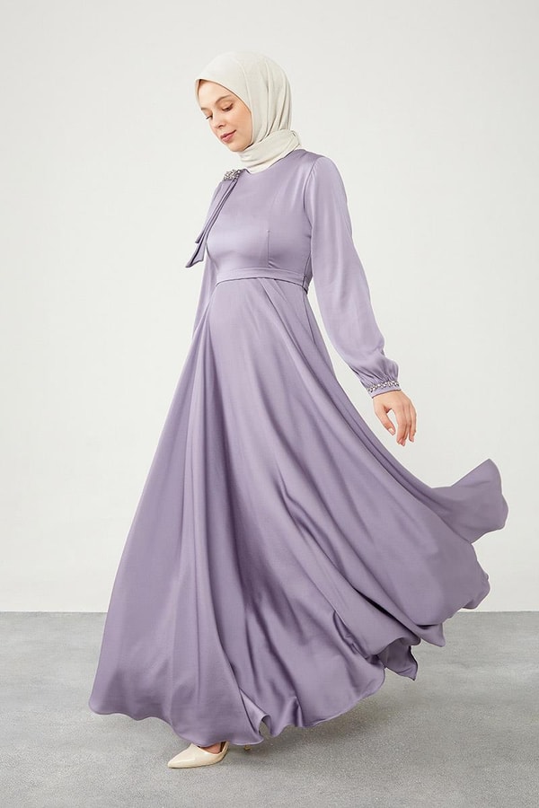 LevidorLevidor Lila Omuz Detaylı Elbise