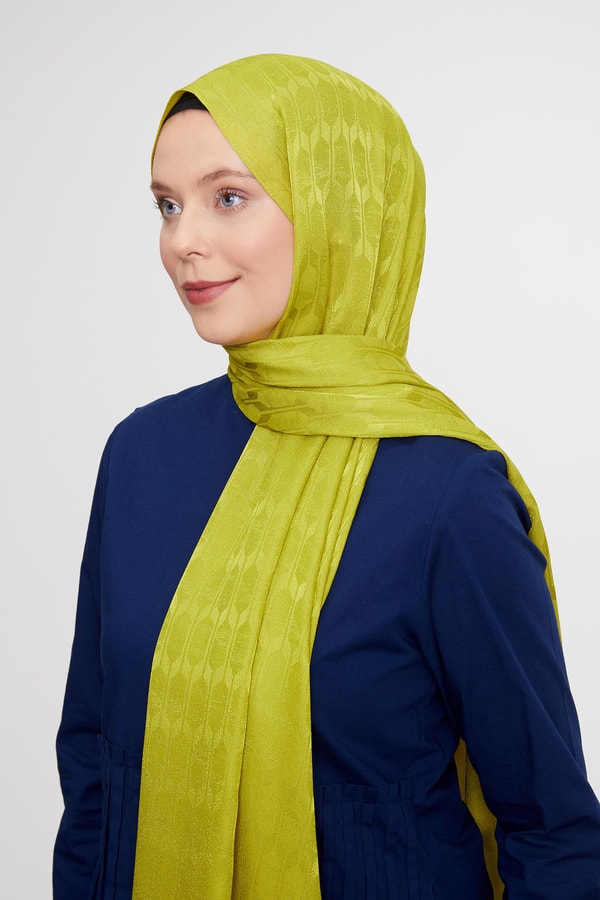 LevidorLevidor Lime Geometrik Desen Jakarlı Janjan Şal