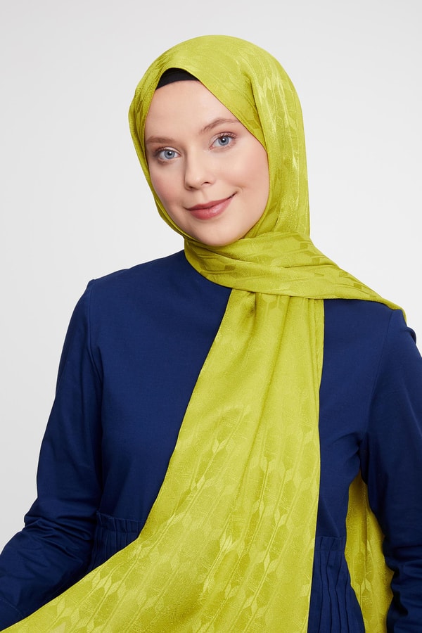 LevidorLevidor Lime Geometrik Desen Jakarlı Janjan Şal