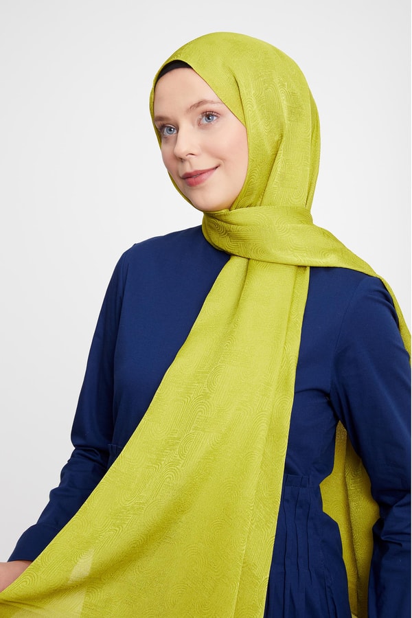 LevidorLevidor Lime Hologram Desen Jakarlı Janjan Şal