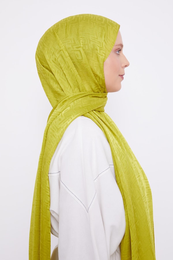 LevidorLevidor Lime Labirent Desen Jakarlı Janjan Şal