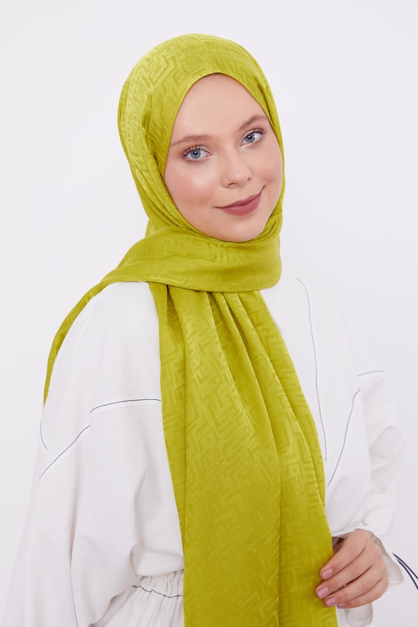 LevidorLevidor Lime Labirent Desen Jakarlı Janjan Şal