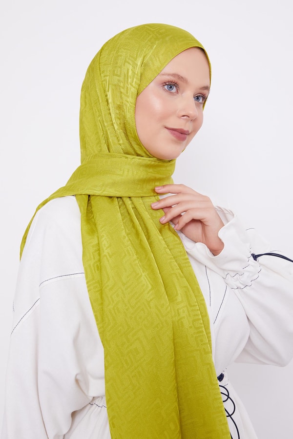 LevidorLevidor Lime Labirent Desen Jakarlı Janjan Şal