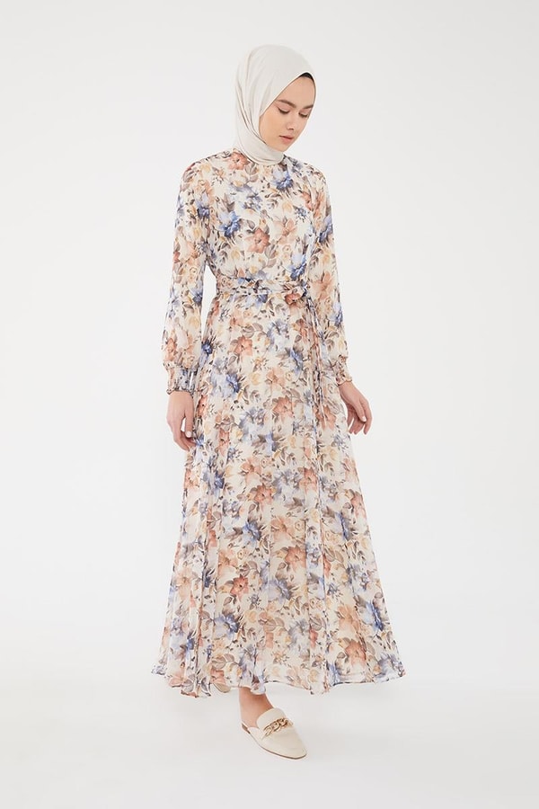 LevidorLevidor Mavi Çiçek desen şifon elbise