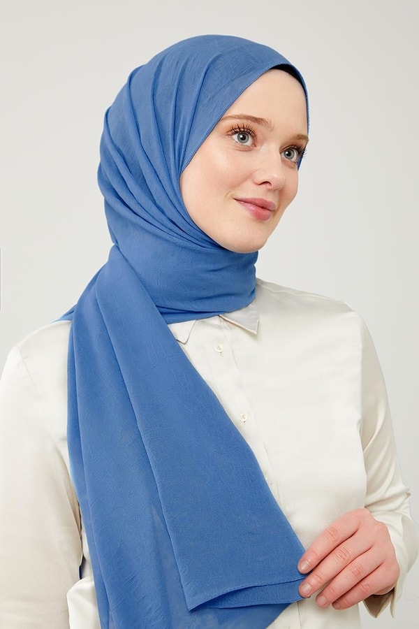 LevidorLevidor Mavi Düz Renk Frozen Krep Şal