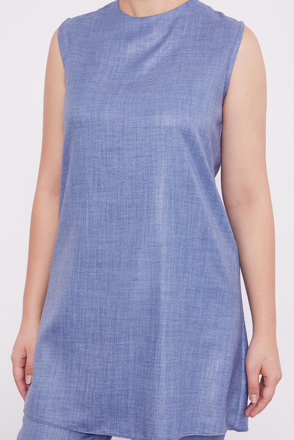 LevidorLevidor Mavi İşlemeli  Melanj Kimono Üçlü Takım