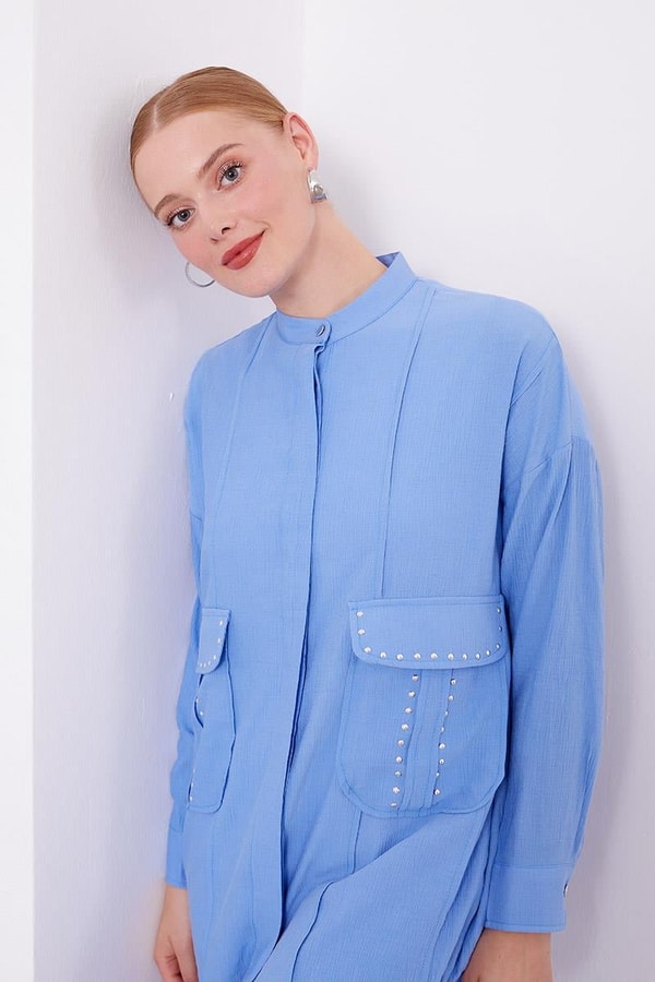 LevidorLevidor Mavi Taşlı Cep Detaylı İkili Takım