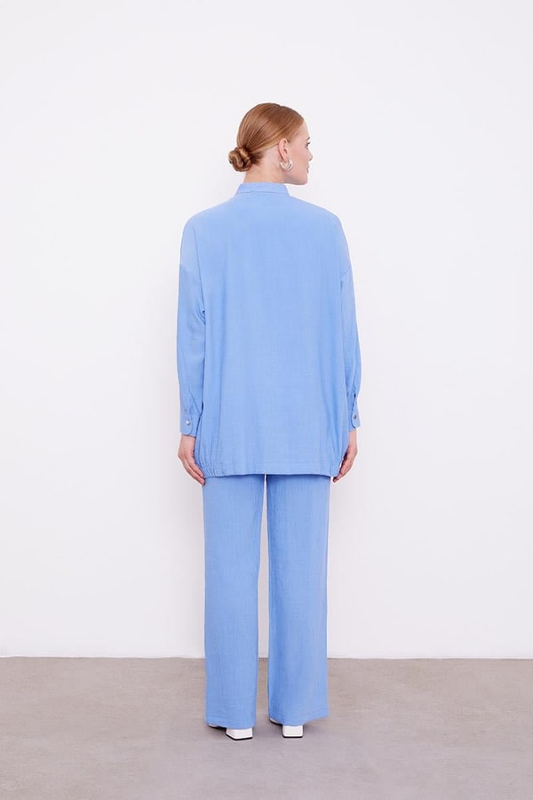 LevidorLevidor Mavi Taşlı Cep Detaylı İkili Takım