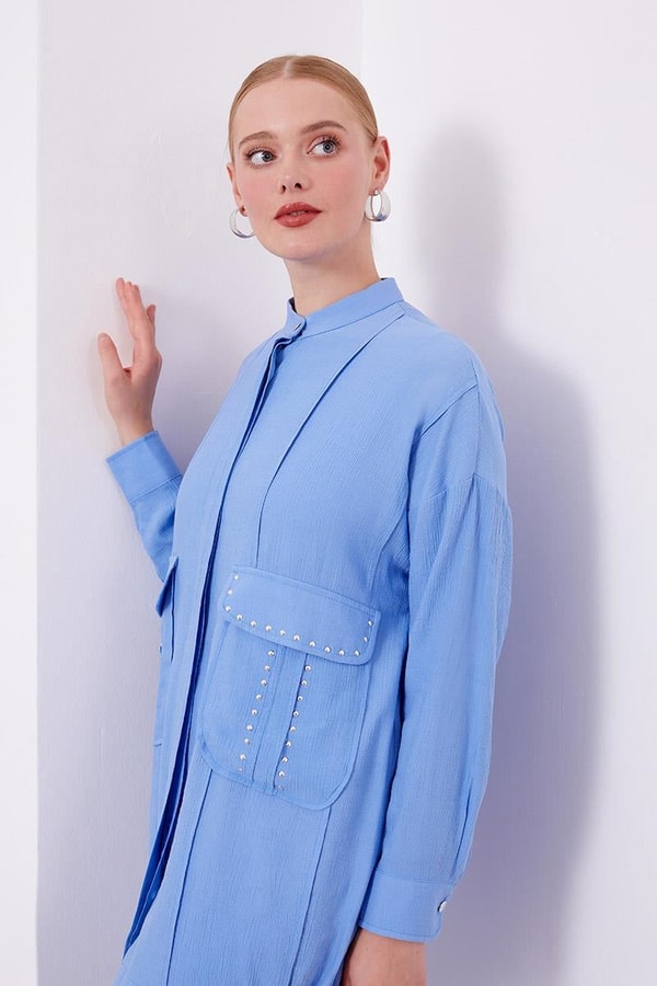 LevidorLevidor Mavi Taşlı Cep Detaylı İkili Takım