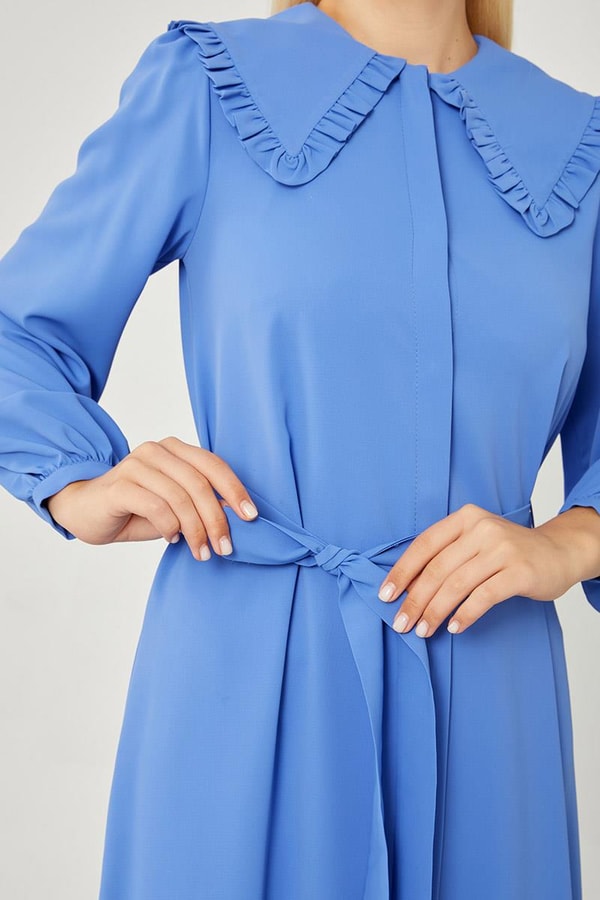 LevidorLevidor Mavi Yakası Fırfır Detaylı Elbise