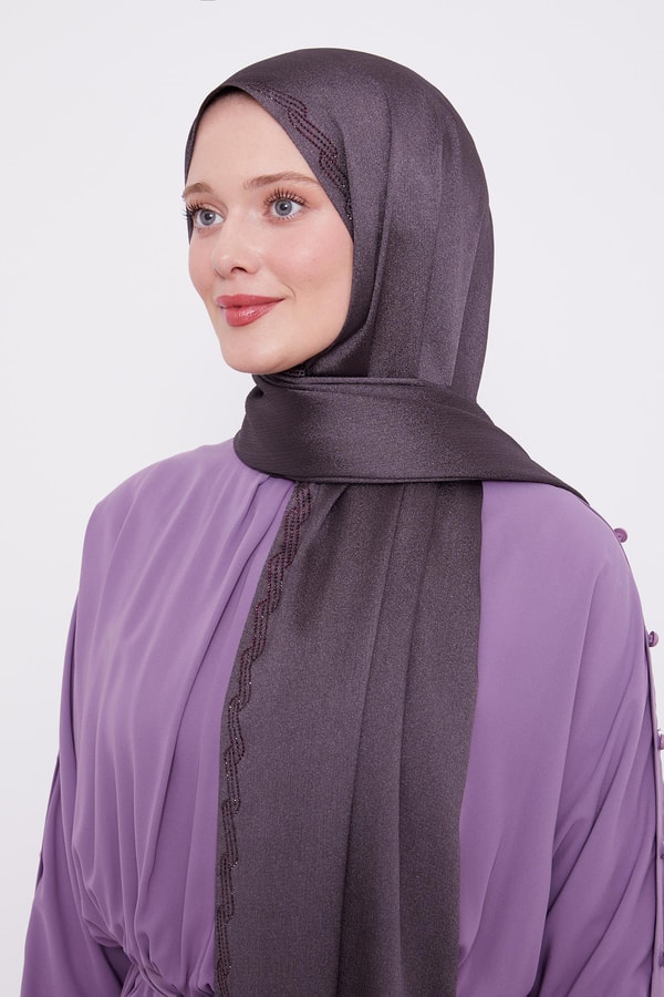 LevidorLevidor Menekşe Dalgalı İşlemeli Diamond Şal