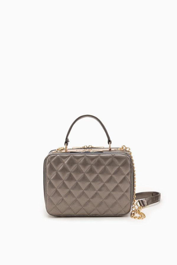 LevidorLevidor Metalik Gri Kapitone Zincir Askılı Omuz Çantası