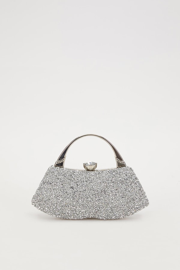 LevidorLevidor Mini Gümüş Taşlı Abiye El Çantası