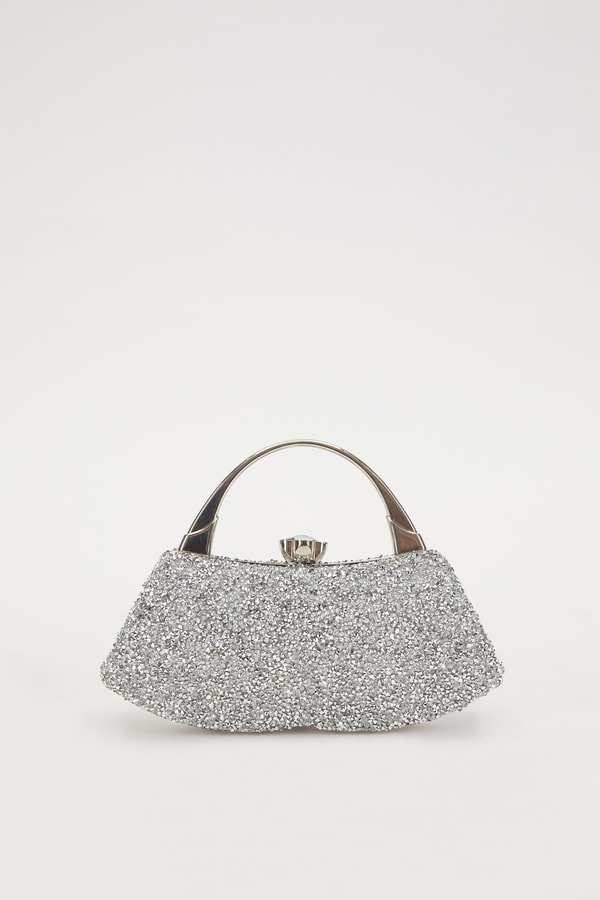LevidorLevidor Mini Gümüş Taşlı Abiye El Çantası