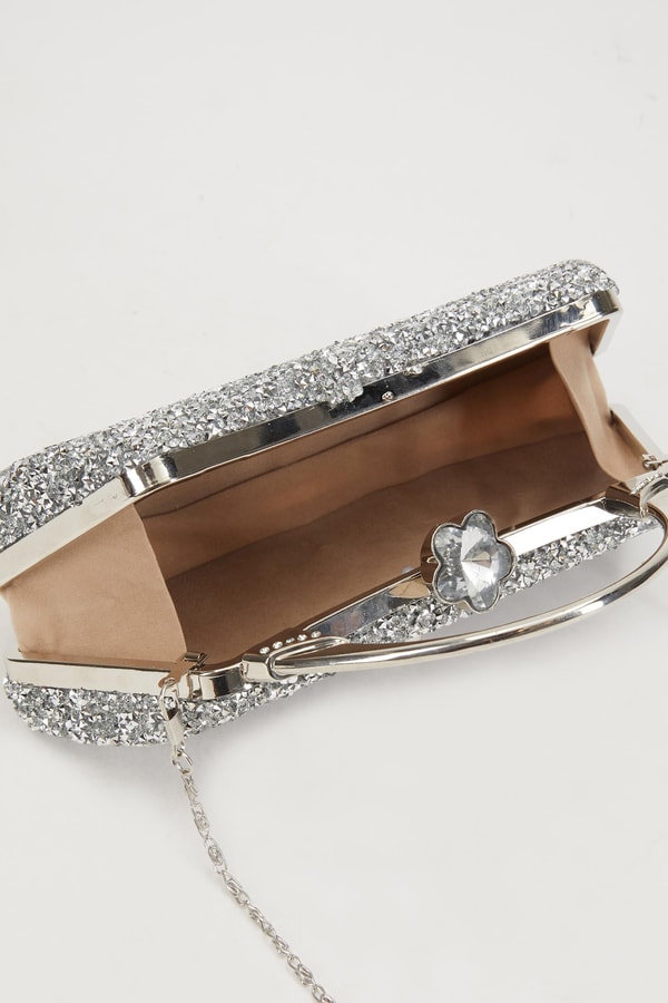 LevidorLevidor Mini Gümüş Taşlı Abiye El Çantası