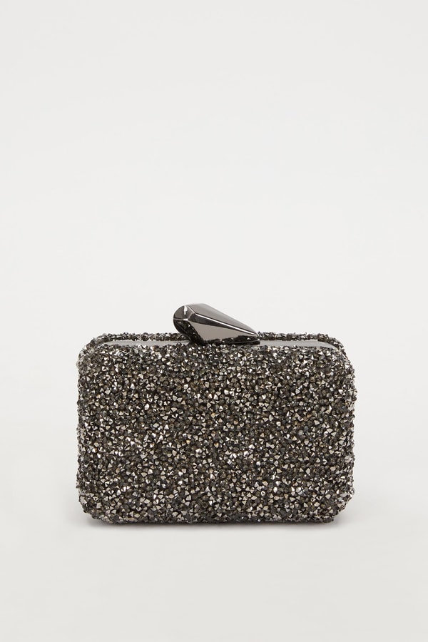 LevidorLevidor Mini Platin Kare Taşlı Abiye El Çantası