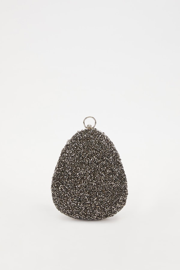 LevidorLevidor Mini Platin Oval Taşlı Abiye El Çantası