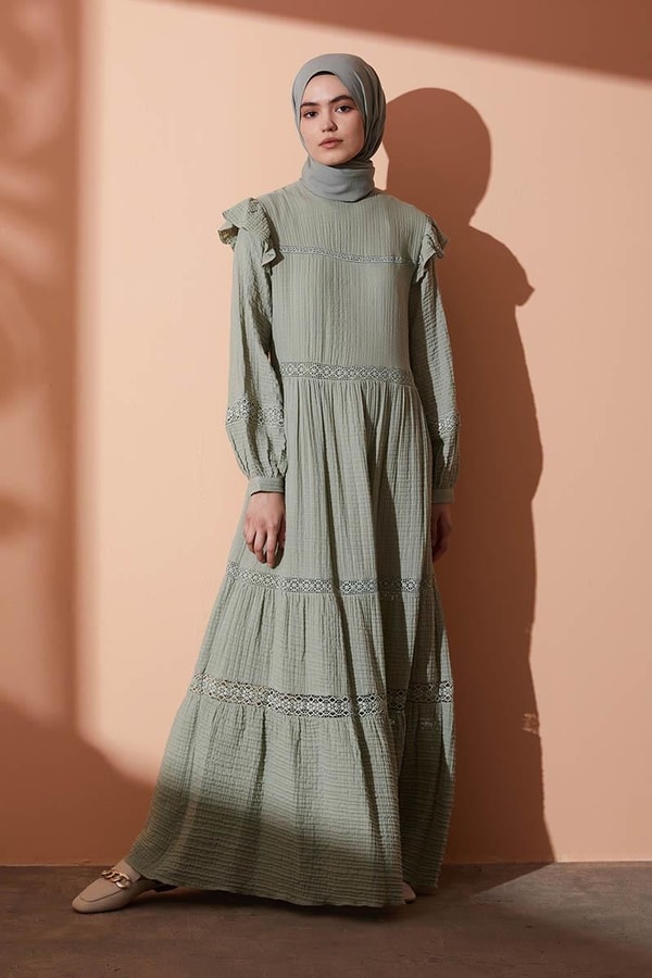LevidorLevidor Mint Yeşili Dantelli Elbise