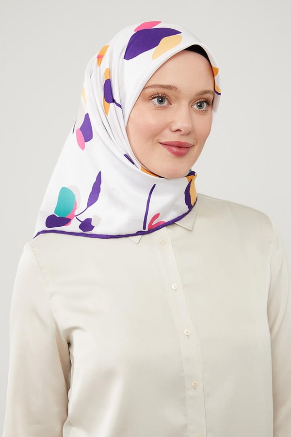 LevidorLevidor Mor Asimetrik Deseni Twill Eşarp