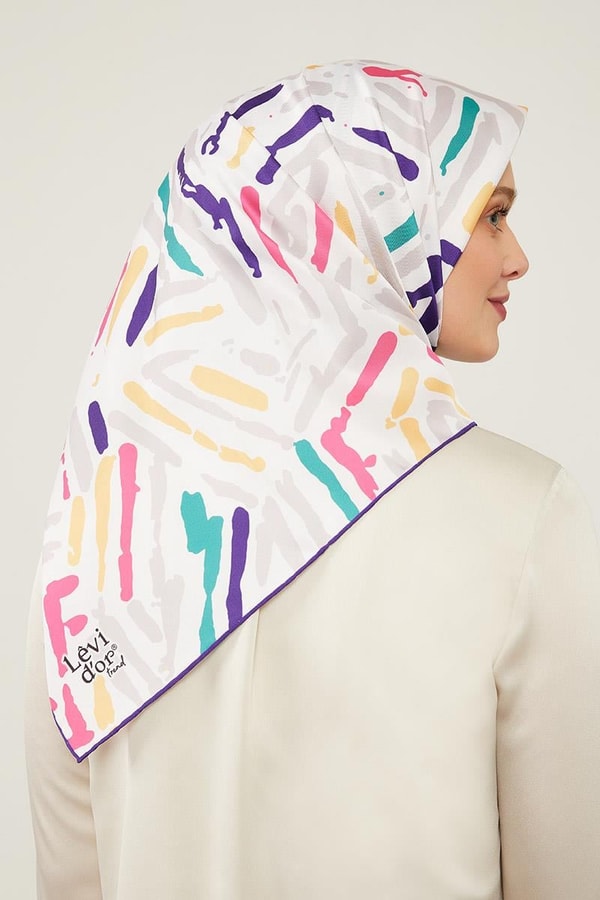 LevidorLevidor Mor Fırça Desen Twill Eşarp