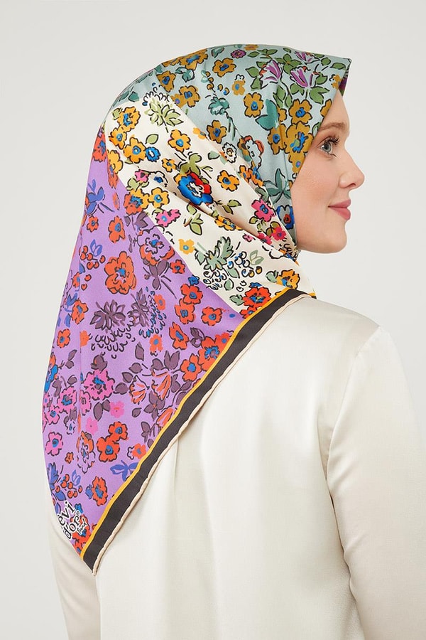 LevidorLevidor Mor Mine Çiçeği Trend Twill Eşarp