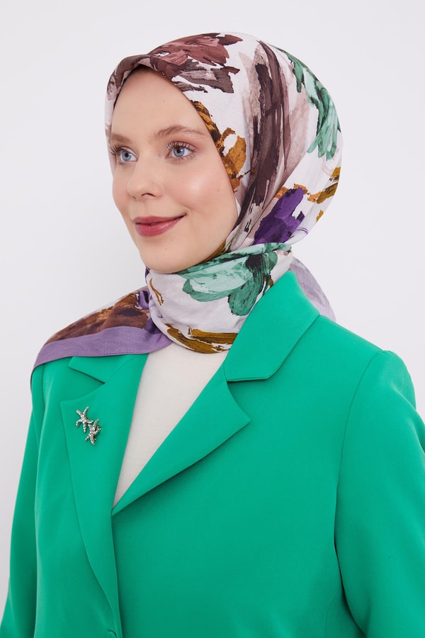 LevidorLevidor Mor Soyut Desen Modal İpek Eşarp