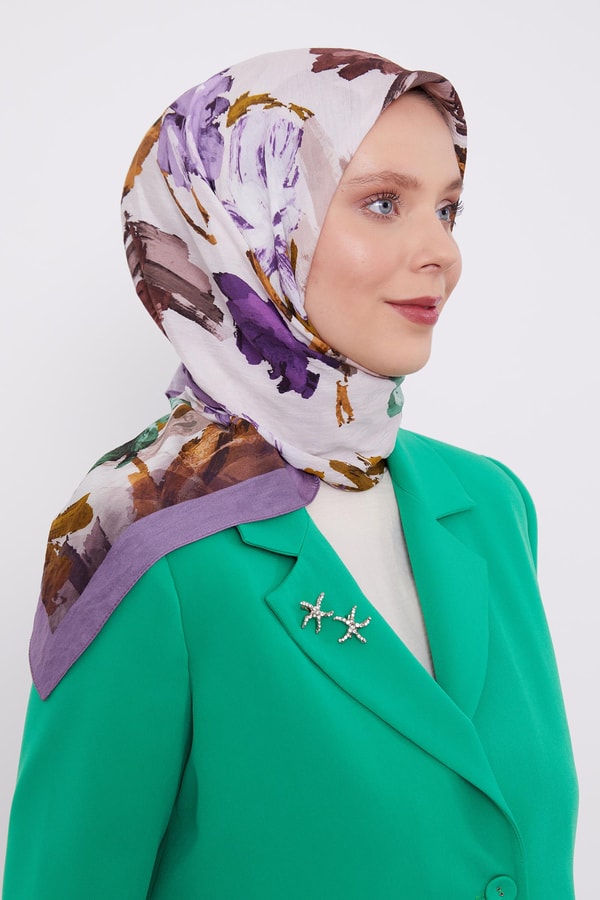 LevidorLevidor Mor Soyut Desen Modal İpek Eşarp