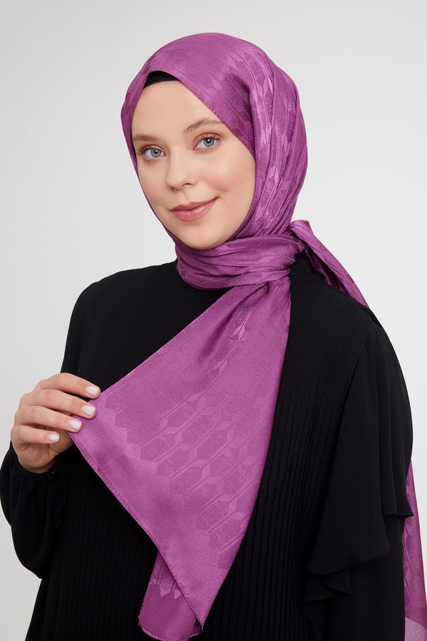 LevidorLevidor Mürdüm Geometrik Desen Jakarlı Janjan Şal