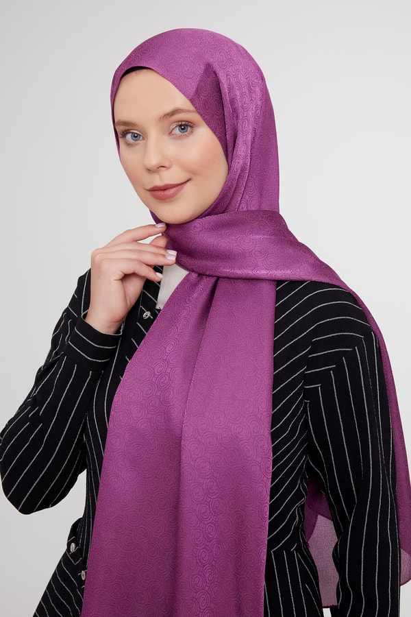 LevidorLevidor Mürdüm Yuvarlak Desen Jakarlı Janjan Şal